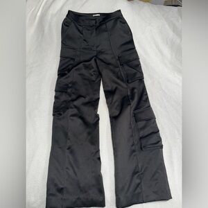 House of CB Black Satin Cargo Pants